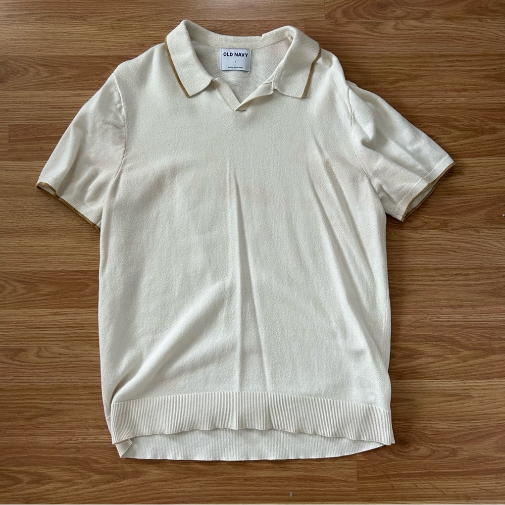 Old navy super soft polo Cuban shirt cream/creme/beige